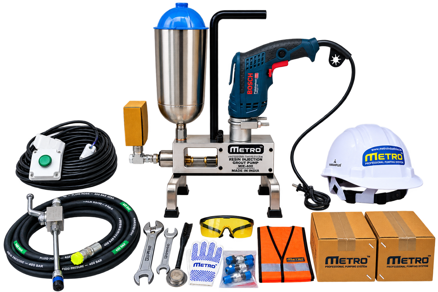 Metro grouting and injection equipment for site testing applications